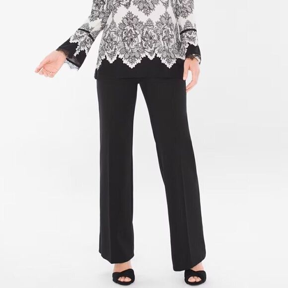 Chico's Seasonless Ponte Wide Leg Trouser Pants Lyocell Spandex Sz 0.5 / S NEW - Picture 2 of 8